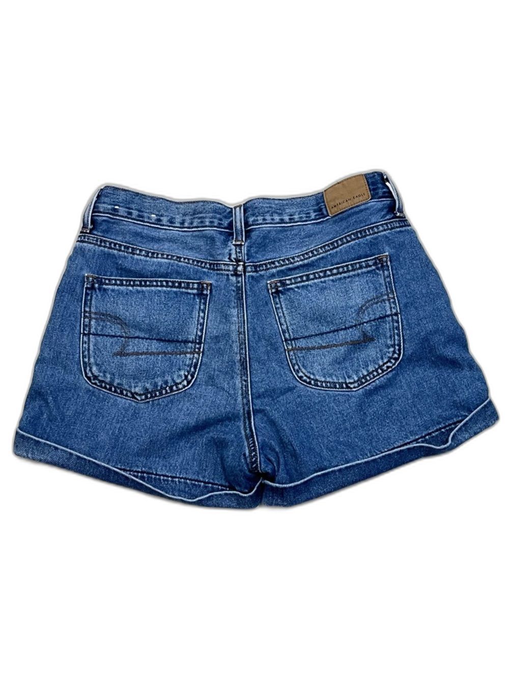 American Eagle Outfitters Women’s Mom Short Blue Denim Cuffed Jean Shorts Size 4 - Picture 13 of 16
